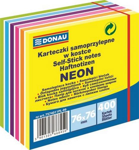 Samolepiace bločky 76x76 mm, neón, 400 listov